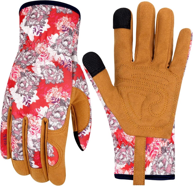 MERTURN Store Leather Gardening Gloves for Women Thorn Proof Garden Gloves Touch Screen Working Gloves Gifts,M - Image 1